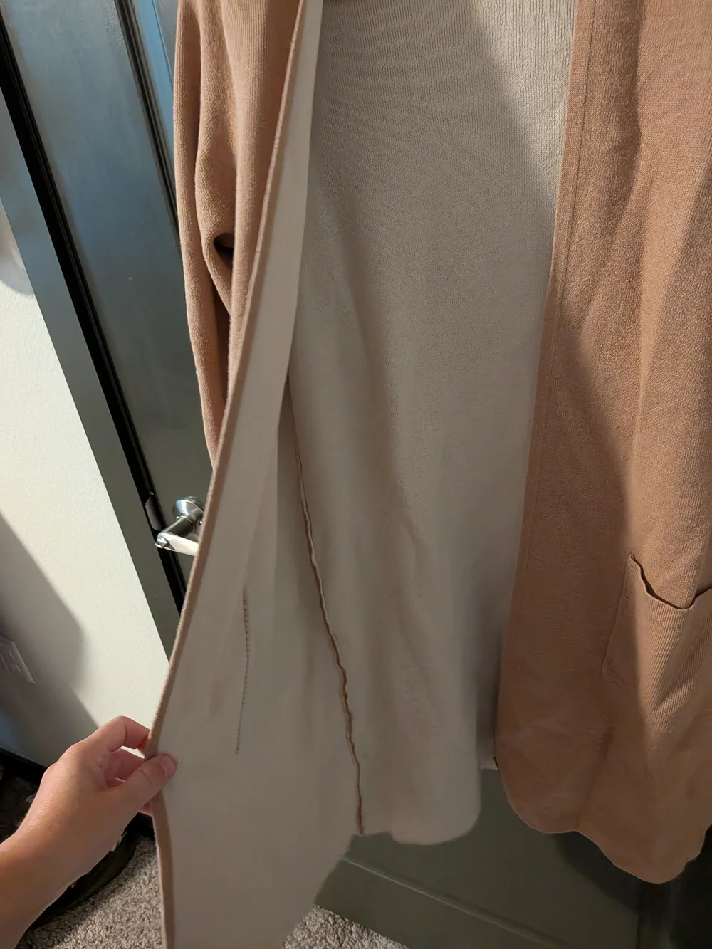 Mauve Open-Front Long Cardigan